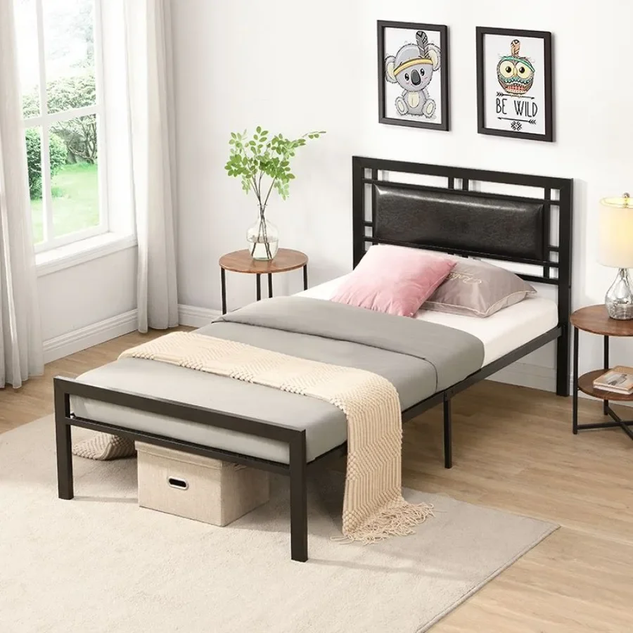 

Twin Size metal bed Sturdy System Metal Bed Frame Modern style and comfort to any bedroom black
