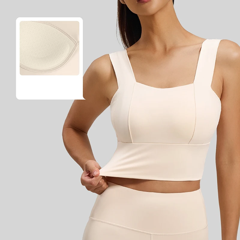 Women Fashion Solid Sports Bra High Impact Shockproof Integrated Cup Yoga Bras Classic Skin-Friendly Push Up Workout Top