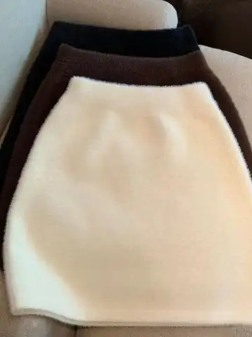 Elastic Waist Slim Women Short Skirt Sexy Elegant All-Match Basic Mini Skirt Winter Sweet Casual Knit Imitation Mink Fur Skirt