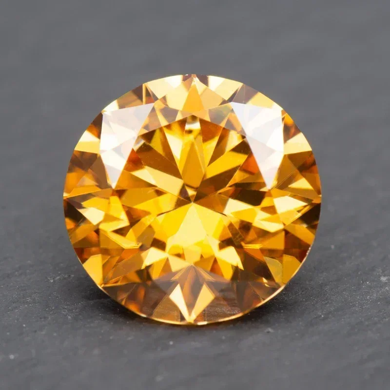 

NEW Moissanite Stone Champagne Colour Round Cut Gemstone Synthetic Lab Created Heat Diamond Jewelry Making Materials with Re