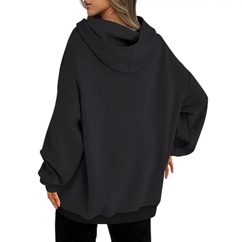 

Women Hooded Sweatshirt Oversized Loose Fit Women's Hooded Sweatshirt Autumn Winter Solid Color Pullover Top Streetwear Fashion