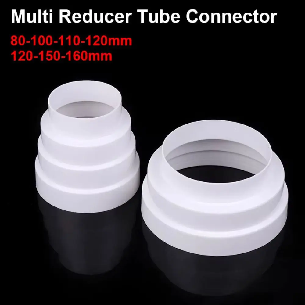 1Pcs Durable Multi Reducer Extractor Fan Pipe 80/100/110/120/150/160mm White Duct Tube For Fan Ventilation Exhaust Duct