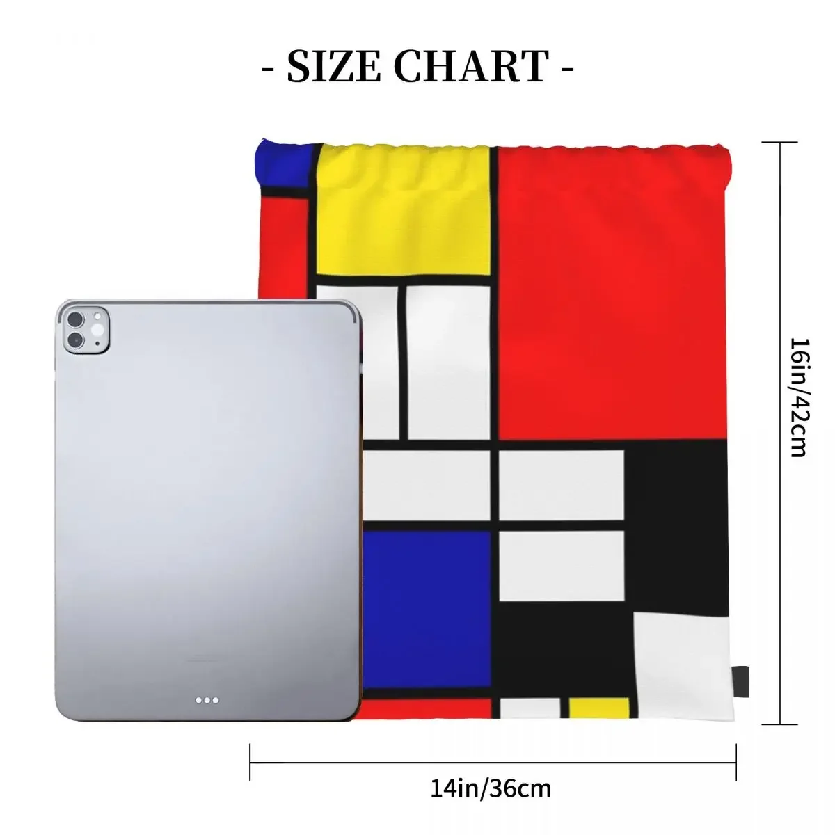 Mondrian Abstract Art Design Backpacks Portable Drawstring Bags Drawstring Bundle Pocket Sports Bag BookBag For Travel School