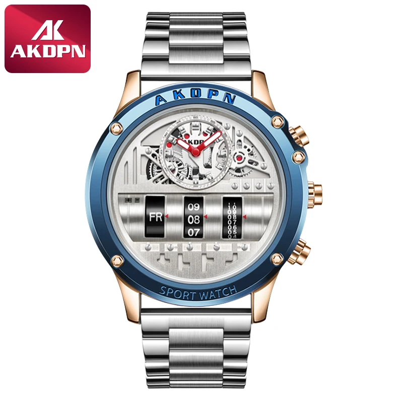 Luxury Men's Watch Electronics Quartz Watches Digital Waterproof Luminous Date Week Wristwatch All Steel Business Watch Reloj