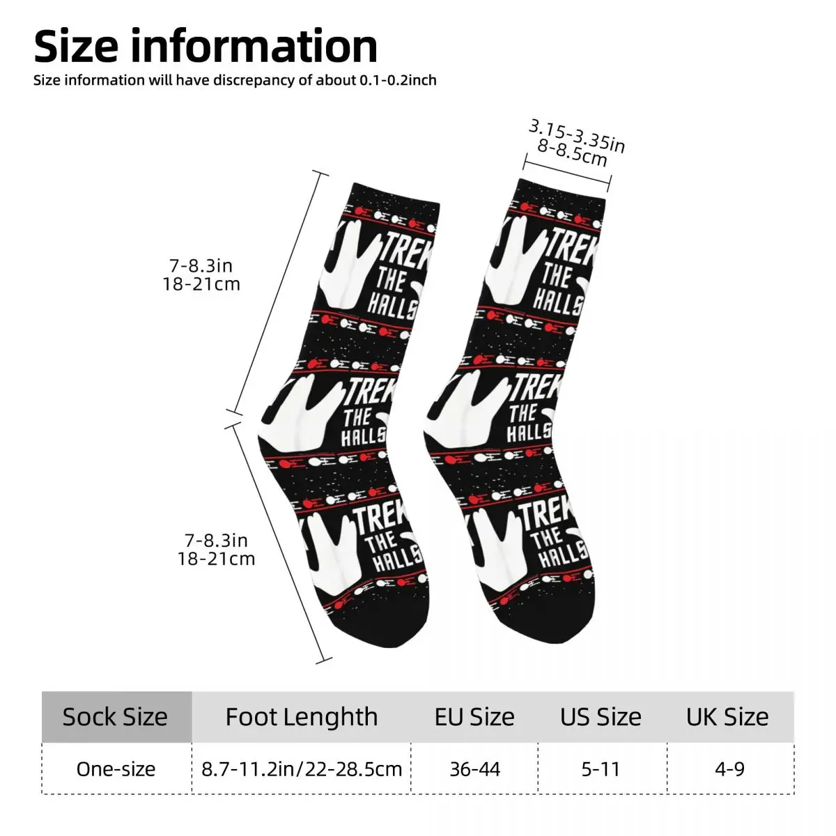 Funny Happy Sock for Men Christmasthe Halls Harajuku Starr Trrekk Breathable Pattern Printed Crew Sock Novelty Gift