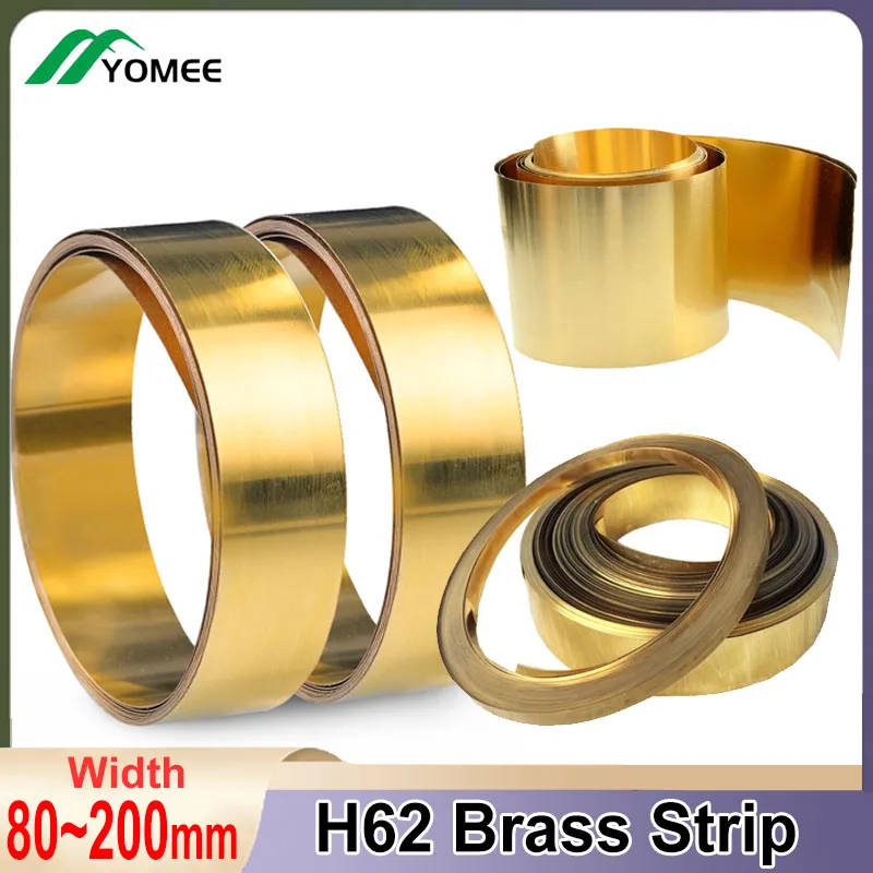 H62 Brass Sheet High Purity Brass Foil Strip Plate Thickness 0.01-0.08mm DIY Material Width 80-200mm