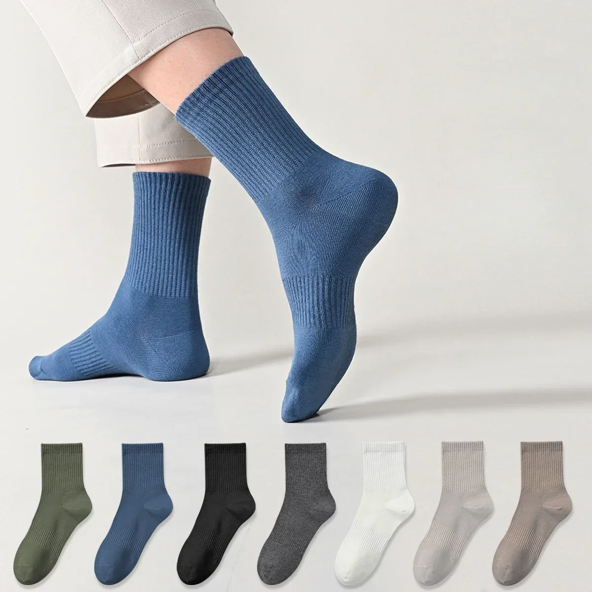 Anti-bacterial Sweat-absorbent Autumn Winter Mens Socks Breathable Cotton Sports Sock Deodorant Business Socks Plus Size 39-44