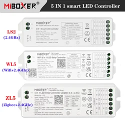 Светодиодный контроллер Miboxer 5 в 1 LS2 2,4G/ZL5 Zigbee + 2,4G/WL5 Wi-Fi + 2,4G 12-24 В Alexa/Google Assistant/голосовое управление 15A