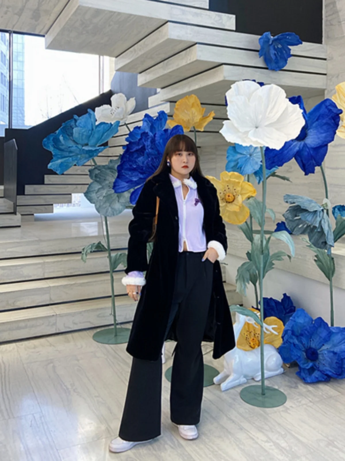 

Пальто большого размера из искусственного меха, длинное, свободного кроя, с отложным воротником, модная верхняя одежда для фигуры типа «песочные часы», «груша», «перевернутая Е»