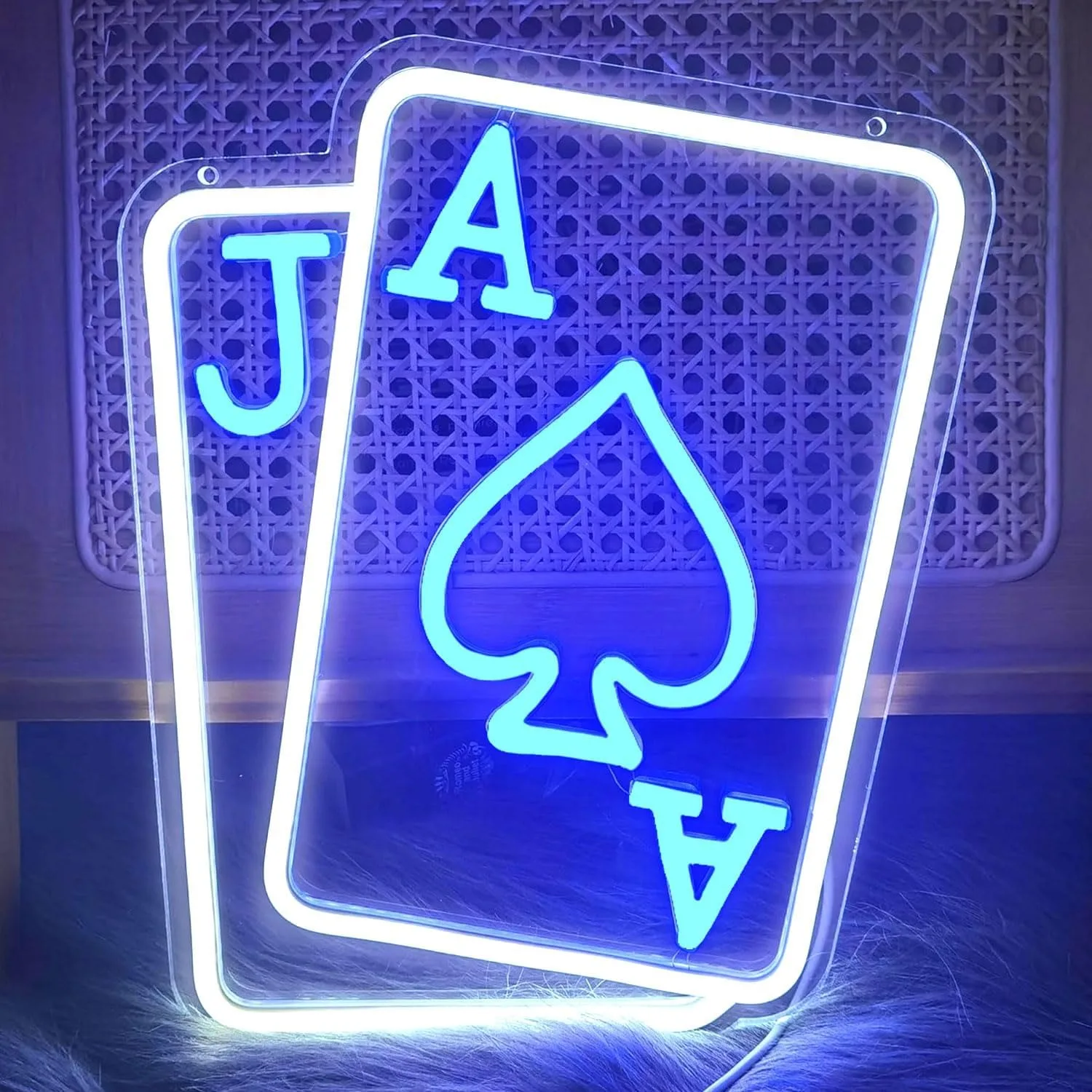 

Playing Cards Neon Signs Poker Teens LED Neon Light Blue White Light Sign For Bedroom Wall Bar Hotel Birthday Party Decor Gifts