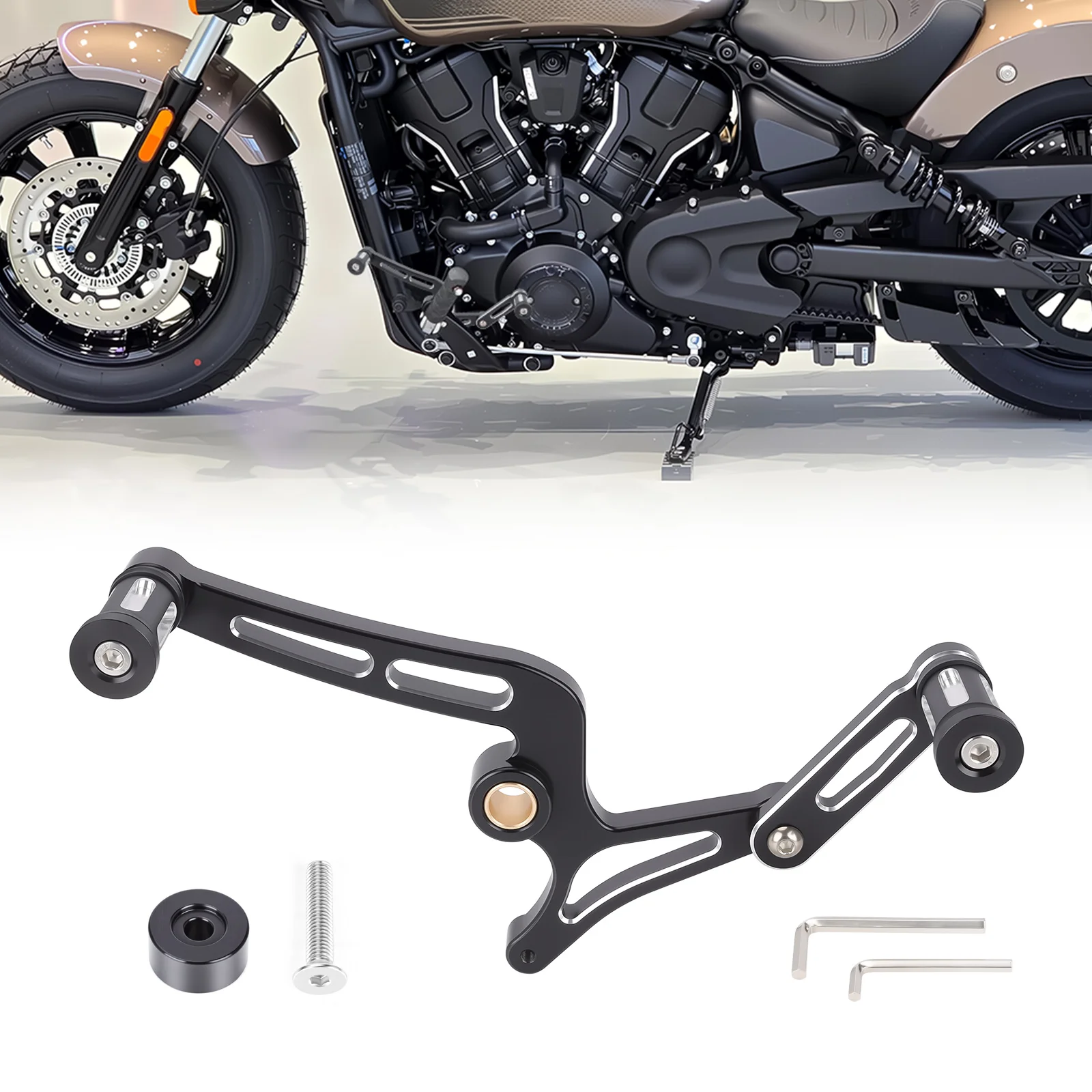 per-indian-scout-sixty-2025-up-pedale-freno-nero-pedane-poggiapiedi-leva-cambio-tacco-punta-accessori-pedale-leva-cambio