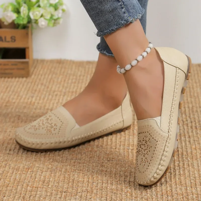 Hot Sale Shoes Female 2024 Summer New Slip-on Women\'s Flat Shoes Breathable Casual Walking Shoes Soft Non-slip Loafers Ladies