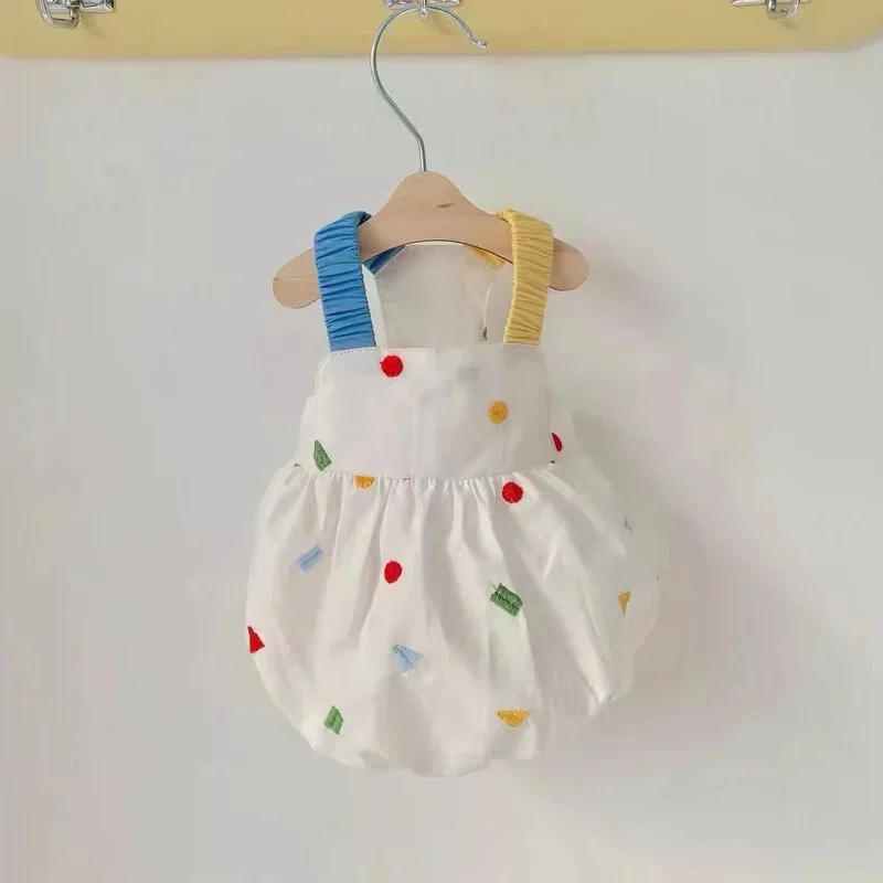 

Cute Summer White Girl Mascotas Pumpkin Dress Pet Clothing Dogs Colorful Skirt Dog Clothes Cat Costume Thin Labrador Suspenders