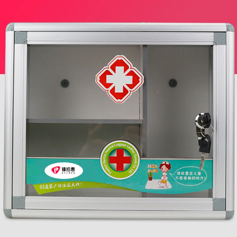 خزانة أدوية الطوارئ مادة ألومنيوم شديدة التحمل مع مقبض وحاوية تخزين قابلة للتركيب بفتحة لولبية للأدوية #2