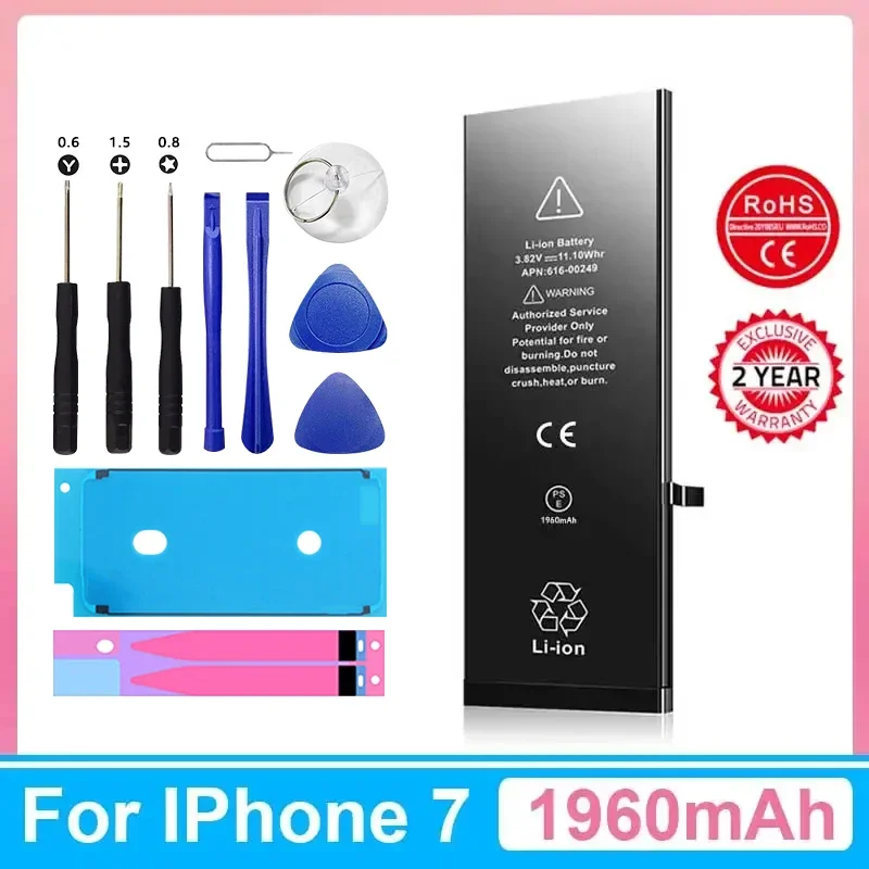 XDOU 2024 New Phone Battery For IPhone 7 IPhone7 With Free Repair Tools Kit 1960mAh  High Capacity Bateria Replacement