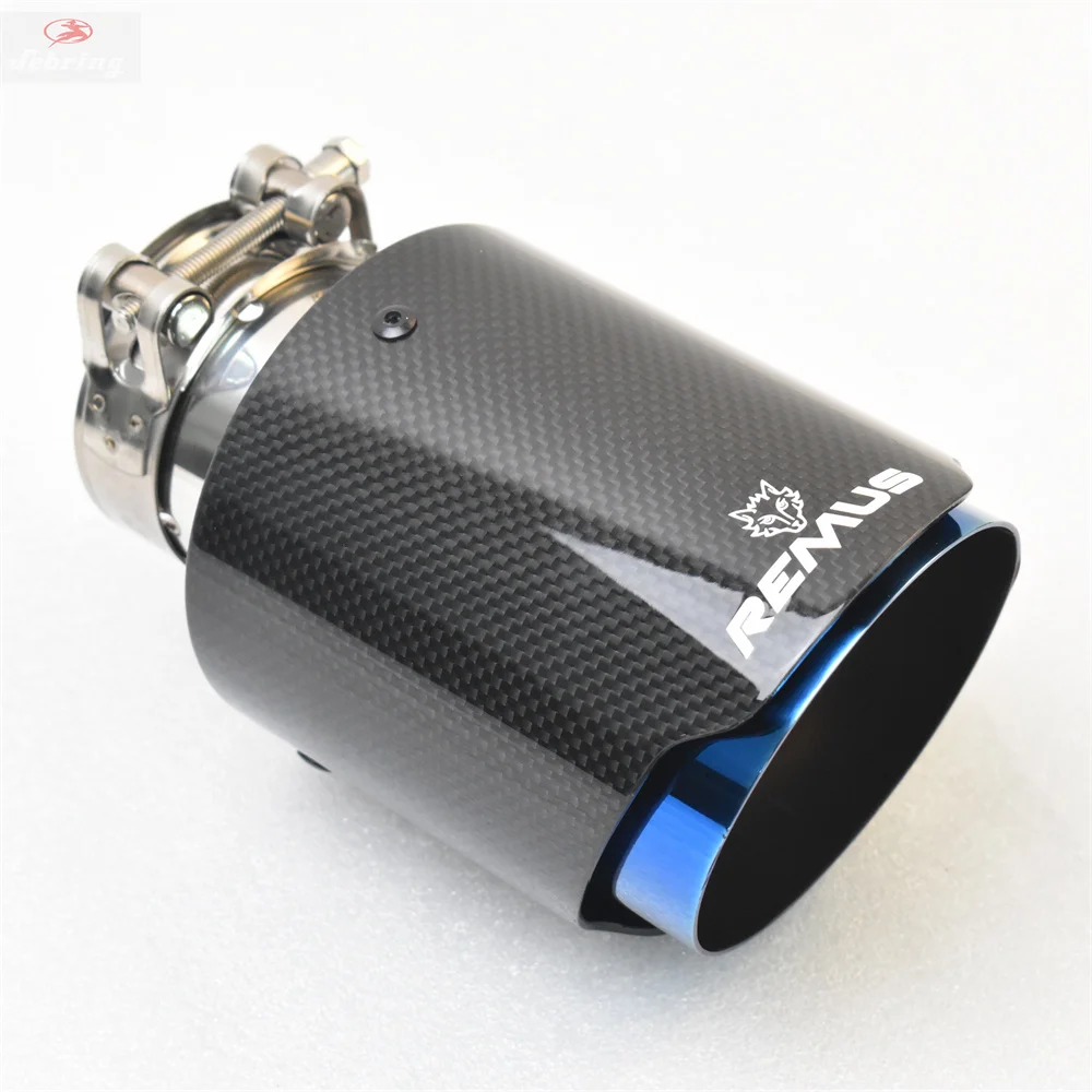 

RE 2.5" 3inch 4.5inch tip carbon fiber tail throat stainless steel muffler with glossy Blue finish, exhaust nozzle tip