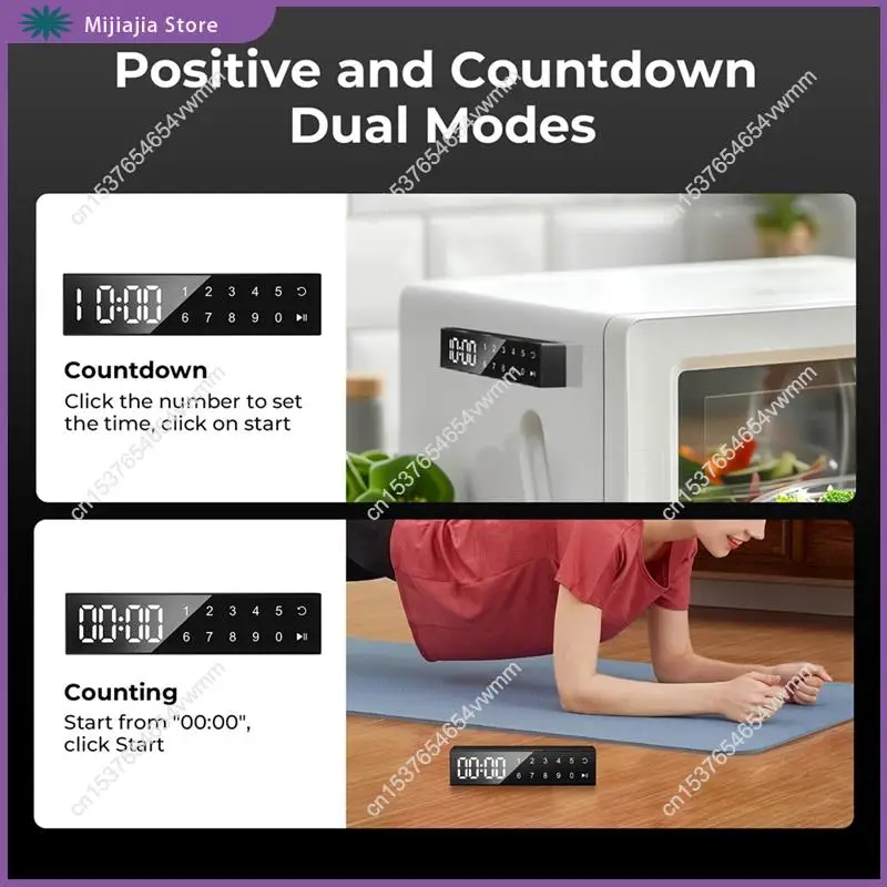 مؤقت المطبخ مع شاشة تعمل باللمس، ظهر مغناطيسي للثلاجات والأفران، مبيعات شاشة رقمية LED سهلة الاستخدام