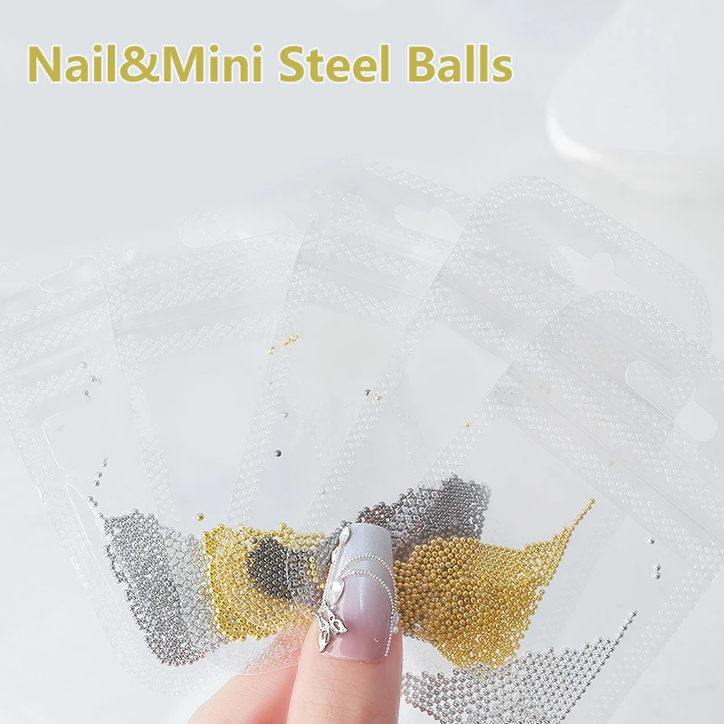 1 Zak 0.5-3.0Mm Nail Art Kaviaar Kraal Strass Voor Micro Stalen Bal 3d Decoraties Uv Gel Acryl Tips