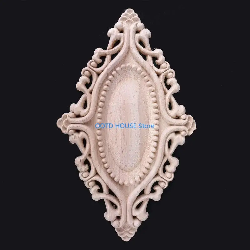 103a 4pcs الخشب المنحوت على عكس النقل البيضاوي زهرة الأثاث الأثاث الأثاث ديكور. #2