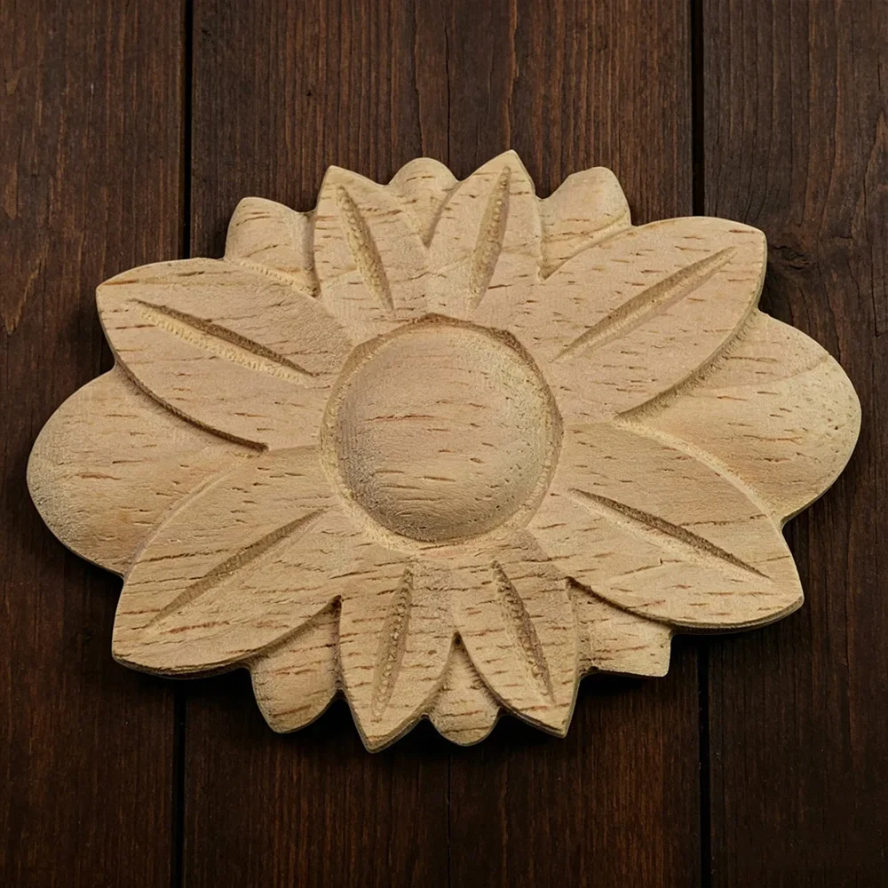 5PCS Unpainted Wood Carved Applique Beautiful Carving Decal Garden Fence for Home Furniture Wall Door Frame Cabinet Decor