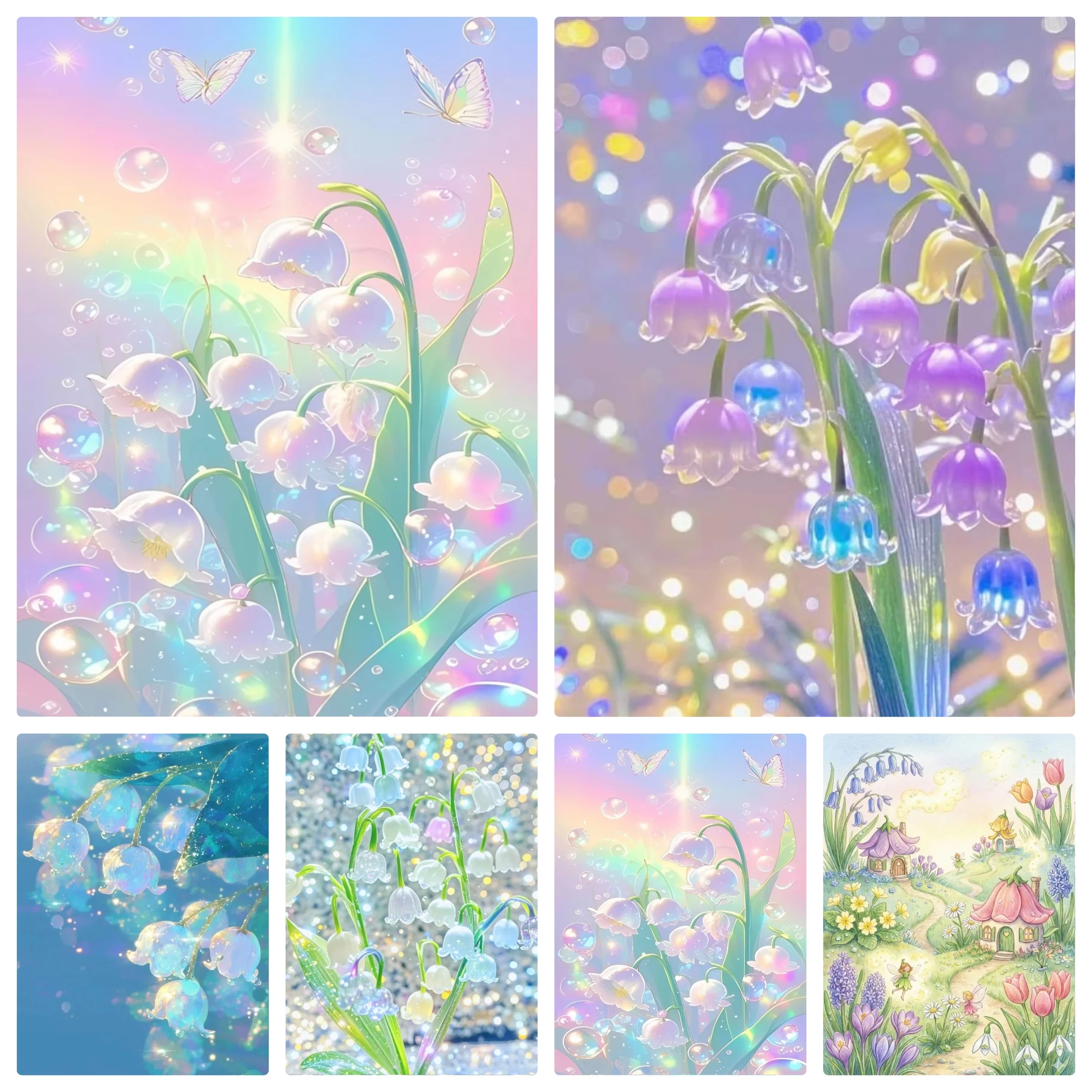 Diamond Painting Sets Maiglöckchen Quadratische Diamant-Stickerei Diamantkunst Vollkristall-Dekoration