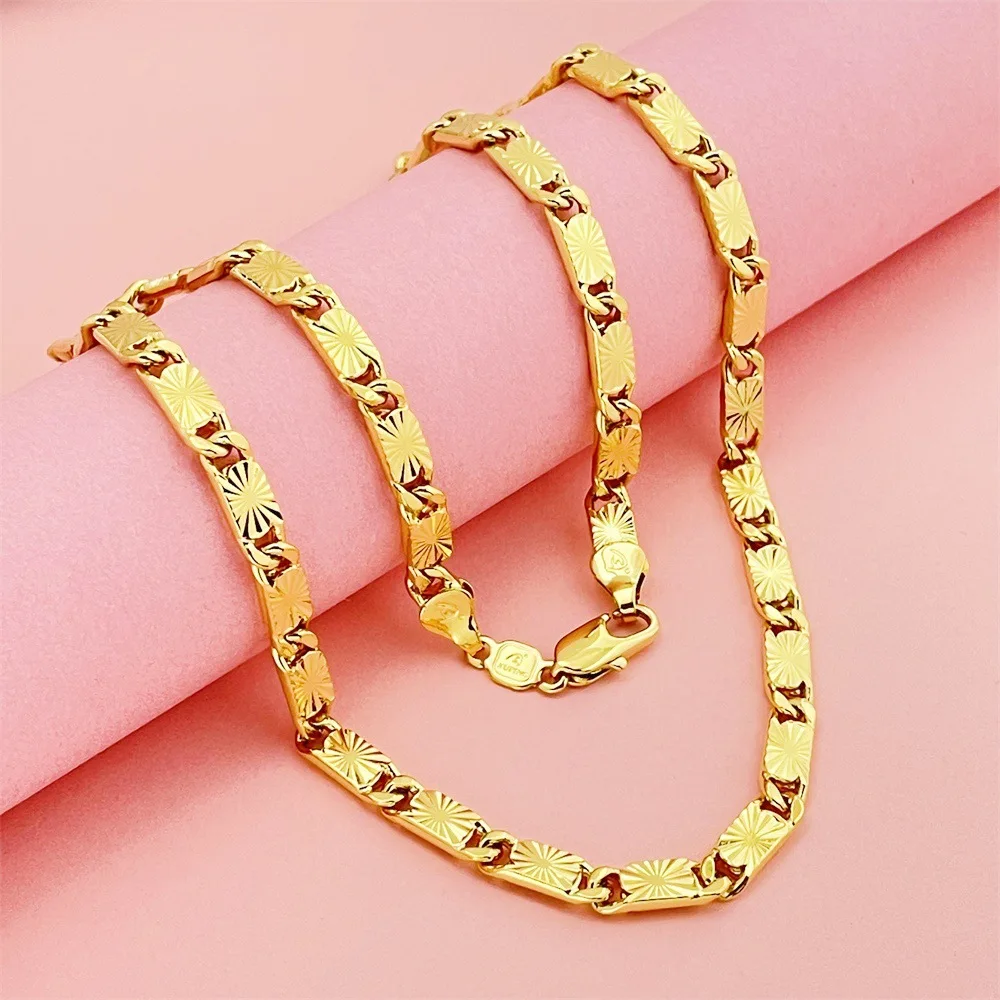 

Роскошное ожерелье из чистого золота 24 карата 9999 пробы, мужское и женское ожерелье диаметром 4 мм, ожерелье 50 см