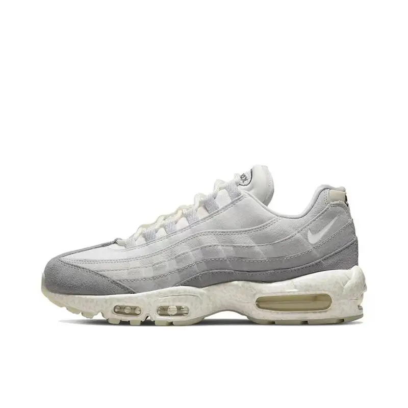 Nike Air Max 95 Classic Retro Versatile Outdoor Sports Wear Resistant Low Cut Casual Running Shoes for Men and Women, White Grey