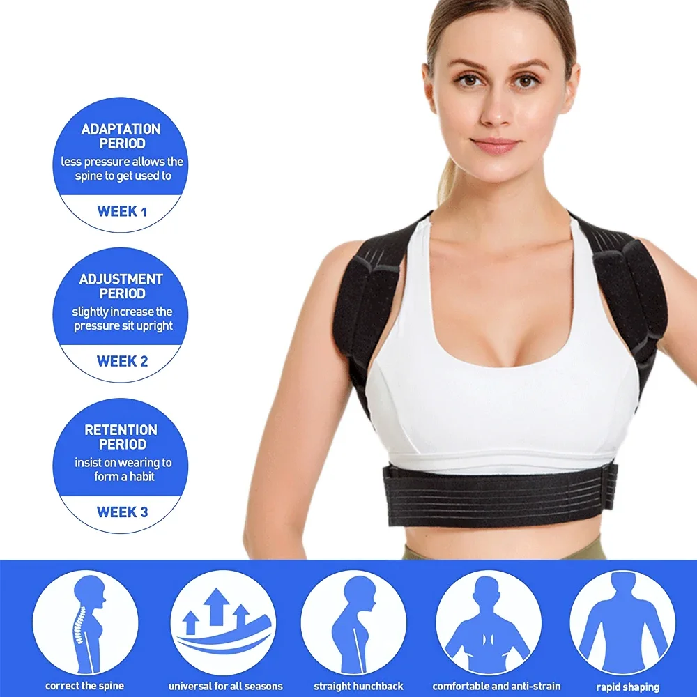 1Pcs Adjustable Posture Straightener for Women Men,Back Support Shoulder Brace for Clavicle Postural Fixer Tape Improves Posture