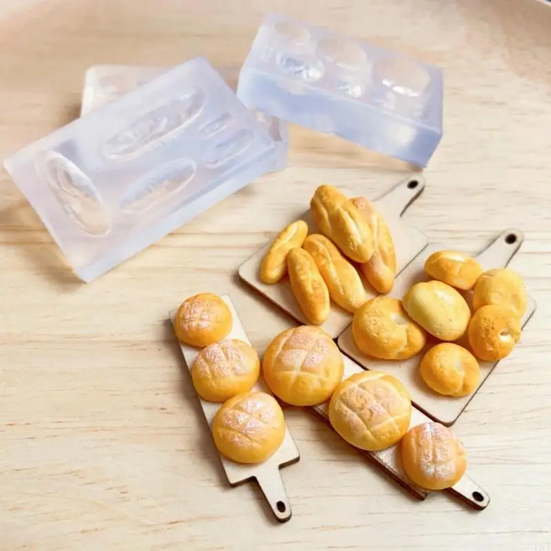 R7UF Bread Shaped Epoxy Resin Moulds Halloween Yard Decorations Bread Silicone Moulds