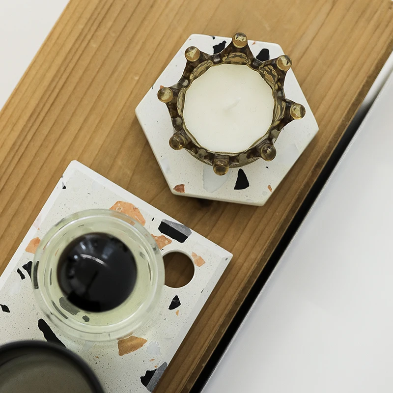 Vintage Terrazzo Cheese Board - Ins Aesthetic Serving Tray for Charcuterie Coffee Dessert, Stone Coaster Luxury Decor