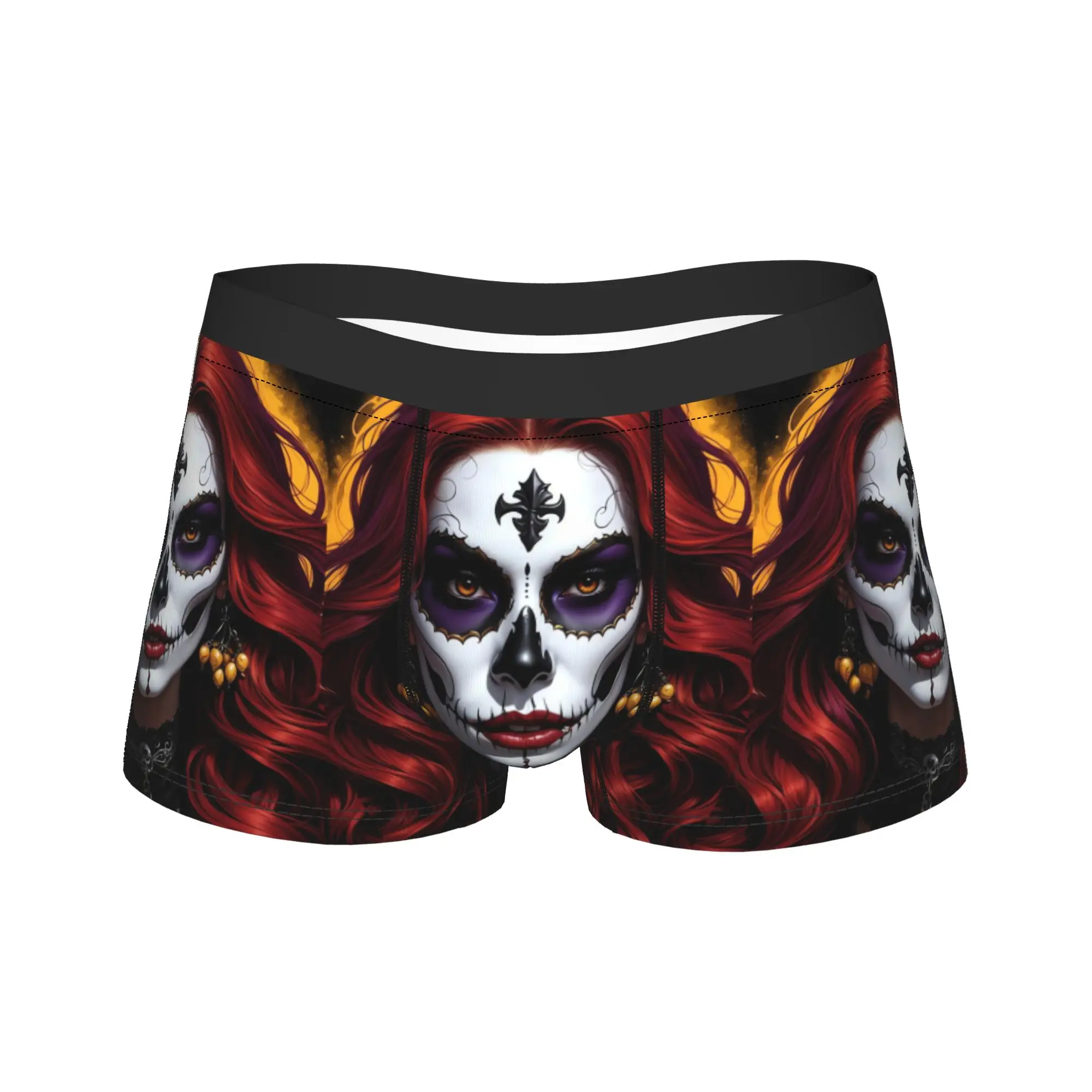 Gothic Sugar Skull Lady Underwear  Funny Panties Printing Boxer Brief For Male Pouch Oversize Boxershorts