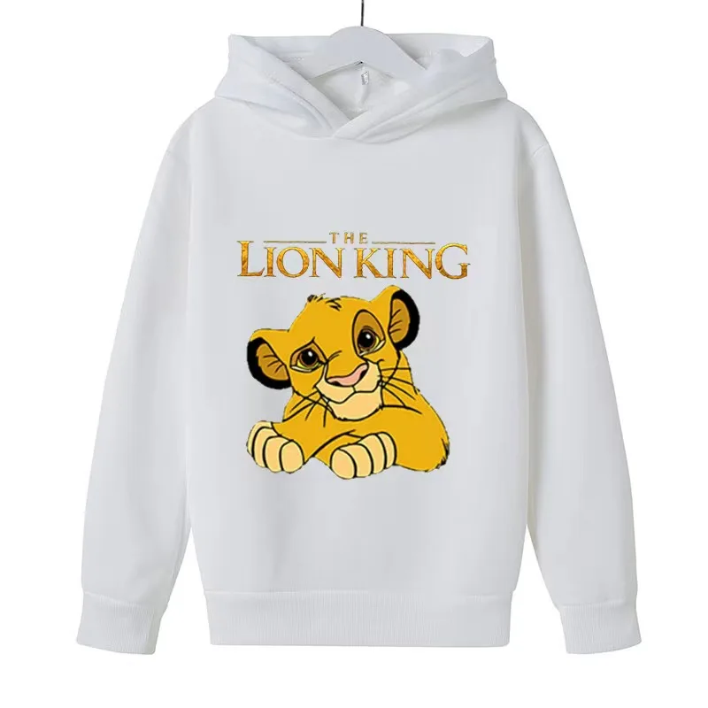 2024 Autumn and Winter New Children's Cartoon Animal Lion King Simba Hoodie Boys and Girls Printed Pure Cotton Sweatshirt Top