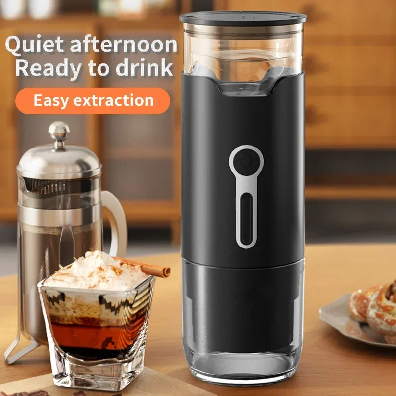 2024 New Small Portable Coffee Maker Electric Capsule Coffee Brewer Portable Coffee Machine Fit Coffee Powder and Coffee Capsule