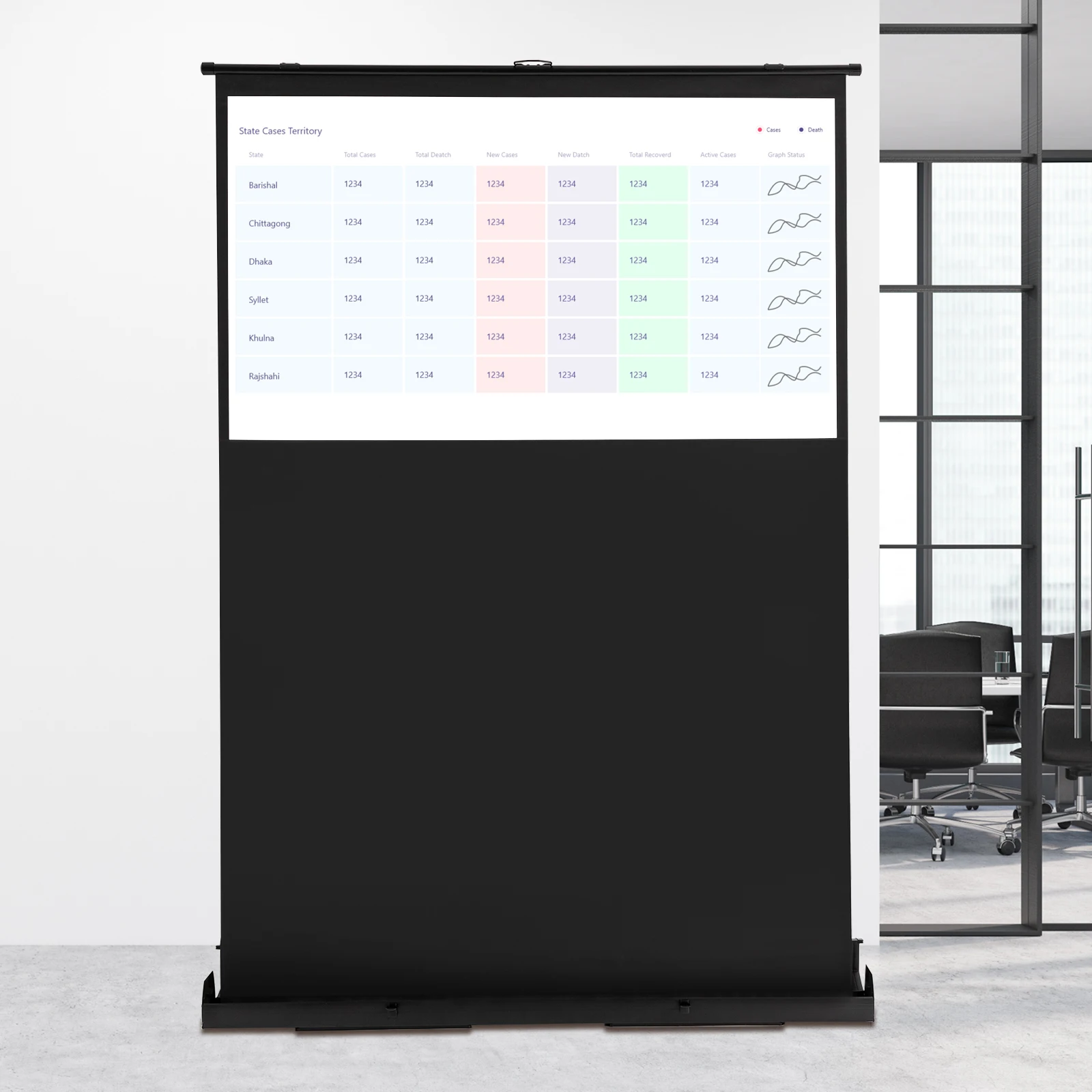 Pull-Screen-Projektion auf dem Boden um 60" 16:9 Pull-up-Projektionsleinwand Tragbare Projektionsleinwand zum Teilen von HD-Aufnahmen – Detail 19