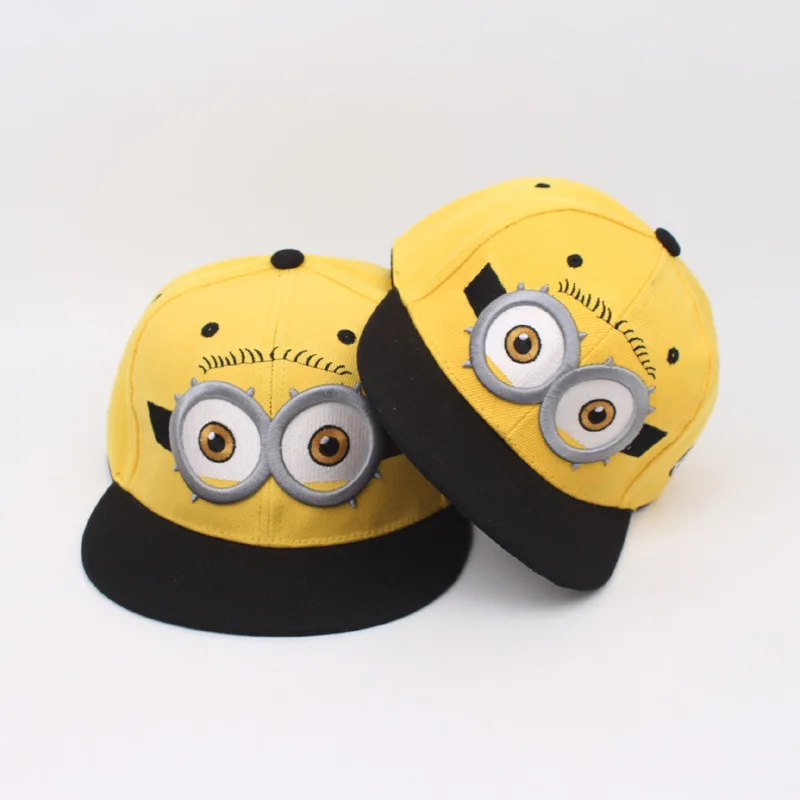 Miniso animation parent-child minions flat-brimmed hip-hop hat fashionable street dance baseball hat cute eyes sun hat