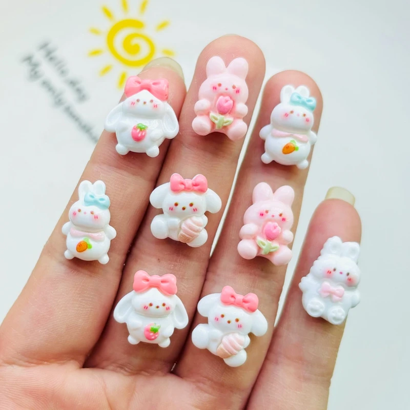 

20 Pcs New Lovely Cartoon Animal Little Rabbit Series Resin Scrapbook Diy Jewellery Hairpin Accessories Decorate A129