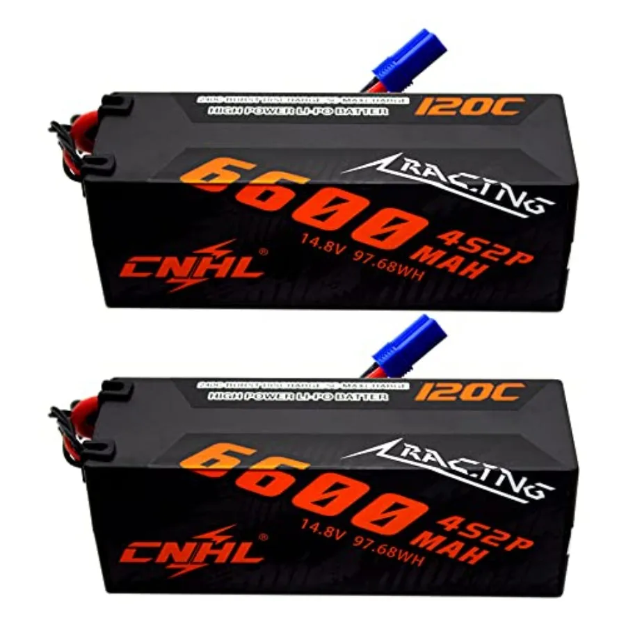 

6600mAh 4S Lipo Battery 14.8V 120C with EC5 Plug for RC Car RC Airplane Truck Heli Airplane Multi-Motor Hobby DIY Parts 2 Packs
