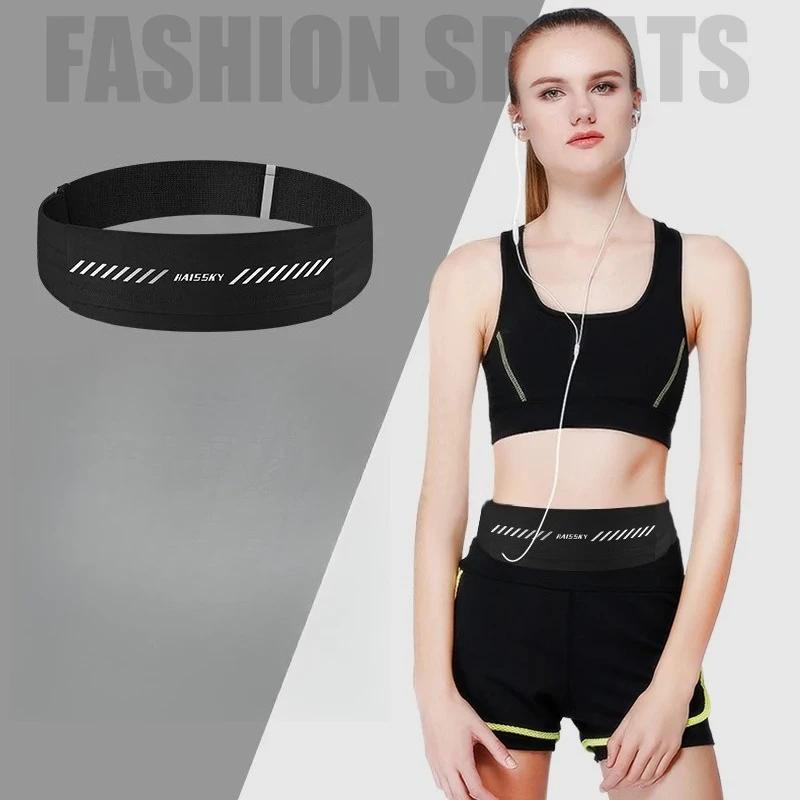 

HAISSKY Reflective Waistband Running Bags Men Women Outdoor Sports Workout Ultra-thin Elastic Belt Waist Pack Pouch For iPhone