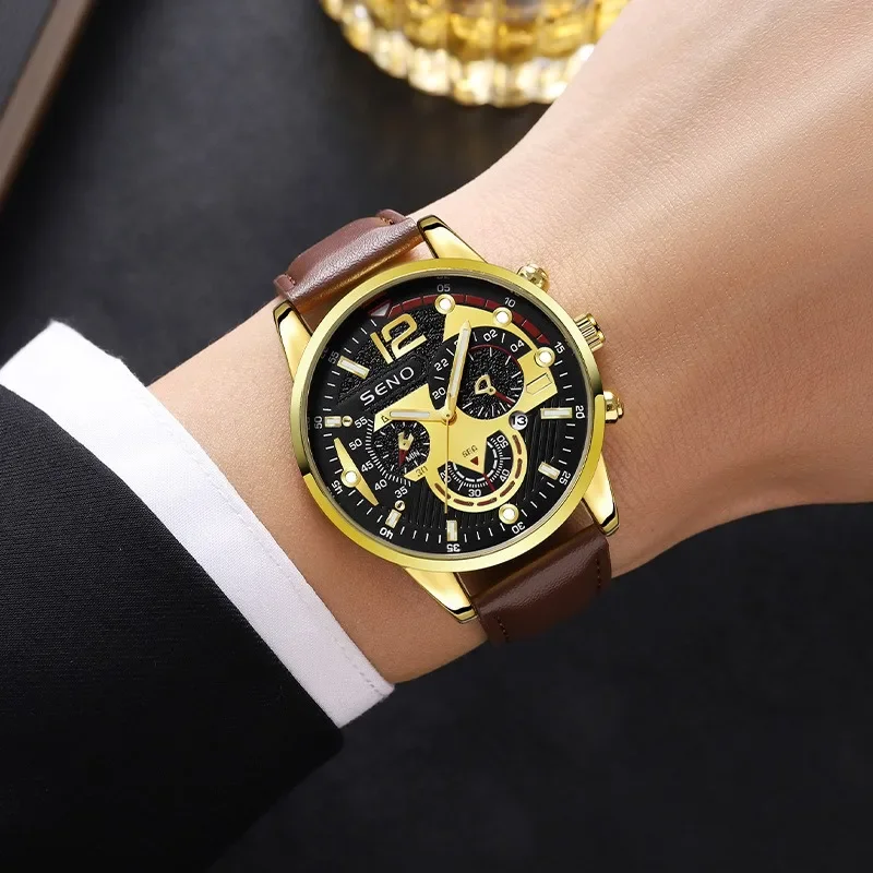 Quartz Movement Stainless Steel Buckle Popular Men's Fashion Belt Waterproof Luminous Quartz Mens Watches Luxury Watch Men