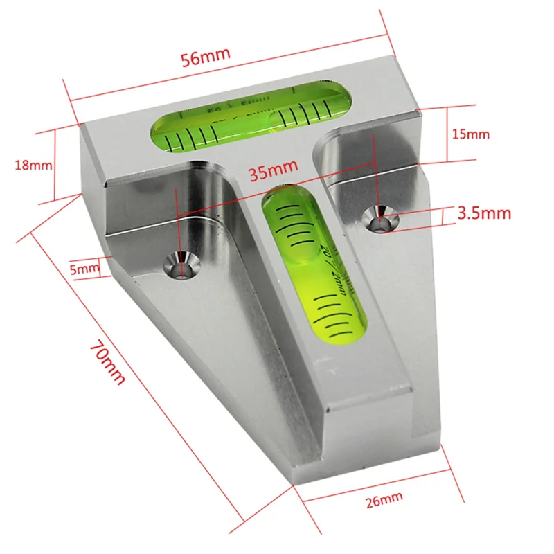 A22I T Type Level Meter, Mini Spirit Level Bubble Two Ways T Type Portable XY Dual-Axis Horizontal Measurement Instrument A