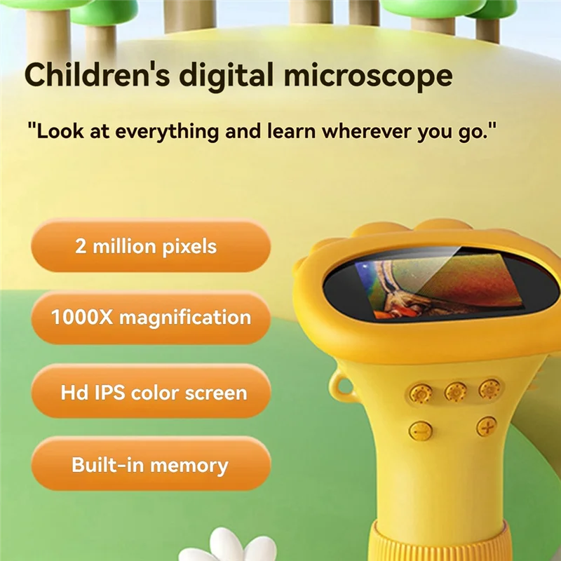 

AB97-Children's Portable Optical Microscope Magnifying Glass Toy Mini Experimental Science Hand-Held Microscope Yellow