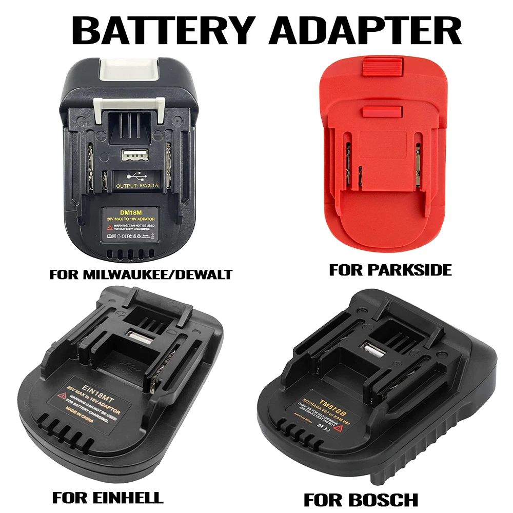 Adapter Converter for Dewalt/Milwaukee/Bosch/Einhell 18V Li-ion battery,for Parkside X20V Battery,Use for Makita 18V Li-ion Tool