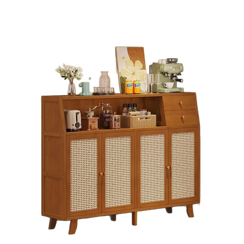 Kitchen side cabinet, retro, living room storage, floor-to-ceiling cabinet, integrated storage of coffee against the wall, tea