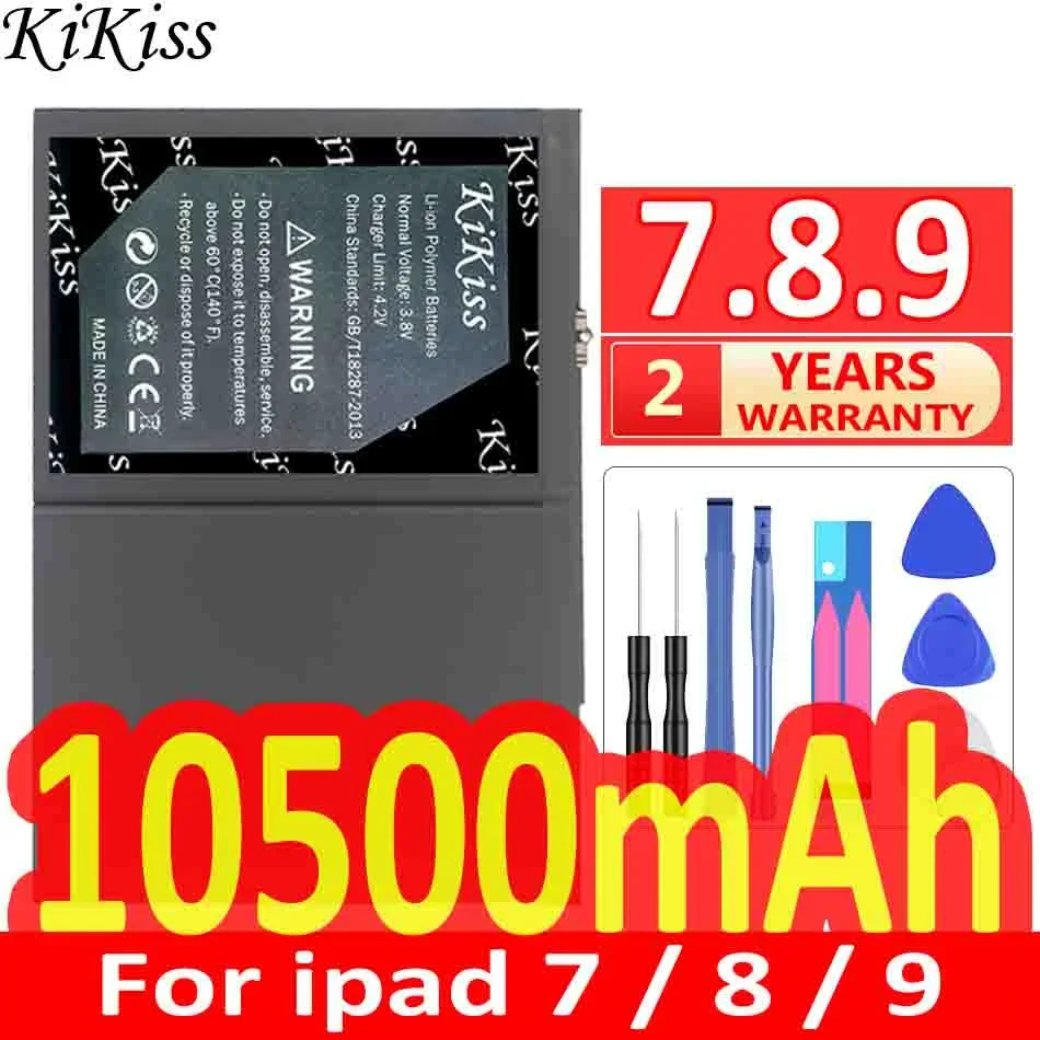 Bateria Poderosa Kikiss de 10500mah para Ipad para Ipad7 para Ipad8 para Ipad9 A2197 A2200 A2198 A2199 A2270 A2428 A2429 A2430