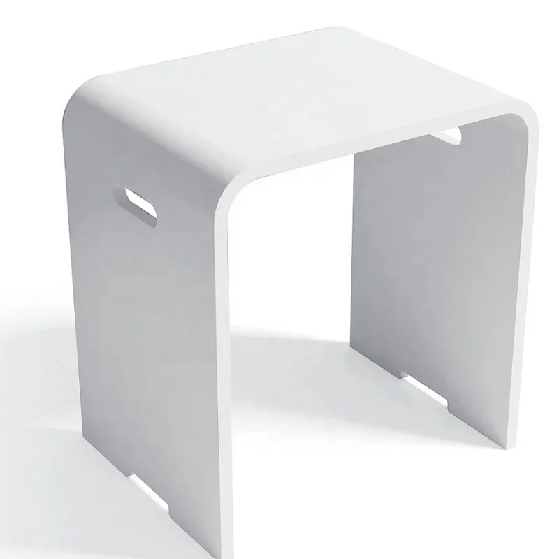 Modern White Artificial Stone Acrylic Solid Surface Shower Stool Bath Bench Seat Chair for Bathroom Bedroom