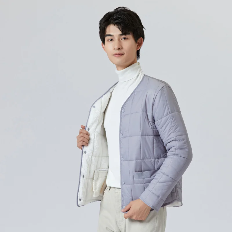 

Men's Winter Thiened Long Sve Flannel Lined Jaet Faionable Urban Sle Polyester Fiber Inner Coat Warmth