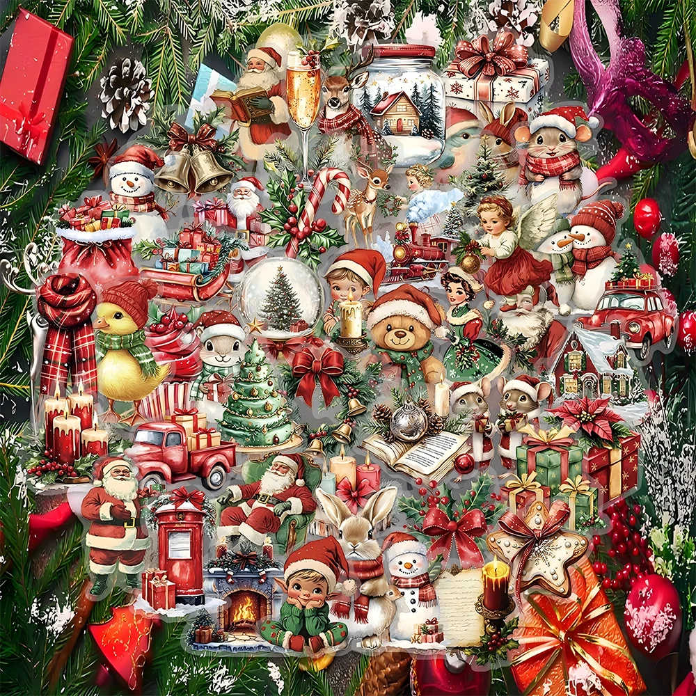 

10/30/50 шт. прозрачные красные рождественские наклейки с героями мультфильмов, водонепроницаемые канцелярские принадлежности для ноутбука «сделай сам», дневник, ретро-украшения, наклейки