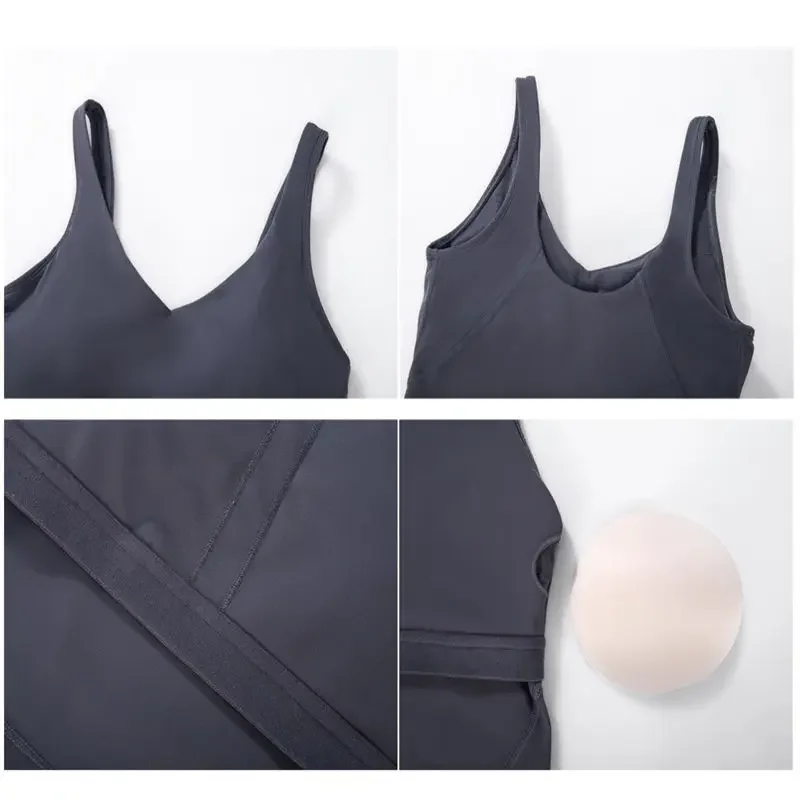 Nepoagym PASSION canotta con ripiano reggiseno incorporato Crop Top con imbottitura rimovibile reggiseno sportivo lungo per palestra Yoga