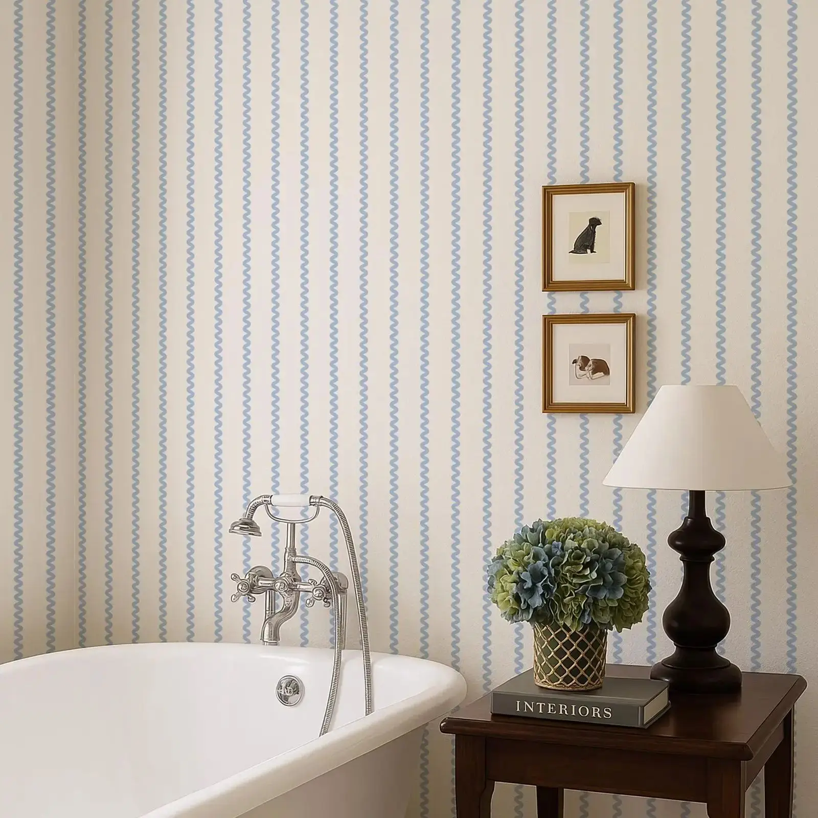 ورق جدران قابل للتقشير واللصق، ورق حائط مخطط باللونين الأزرق والأبيض لديكور المنزل، ذاتي اللصق أو تقليدي غير منسوج