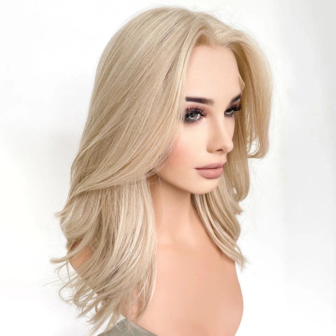 Light Blonde Short Bob Wavy White Women Easy Daily Wear Lolita Synthetic Hair Wigs 13x4 Lace Front Wigs Natural Hairline